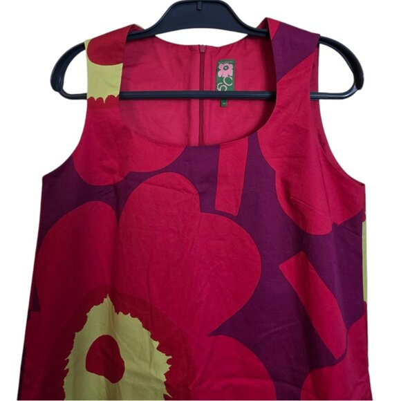 Marimekko Women Dress Silk Unikko Pattern Sleeveless Multicolor Back Zip Size 34 - Picture 4 of 16